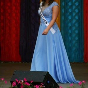 Light Blue Pageant/Prom/Evening Gown Dress Sz 12